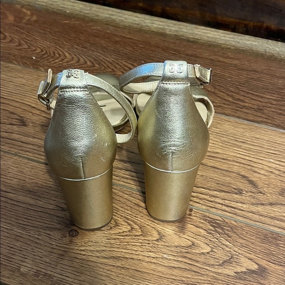 Sam Edelman Metallic Gold Heeled Sandals 10 - Picture 2 of 5